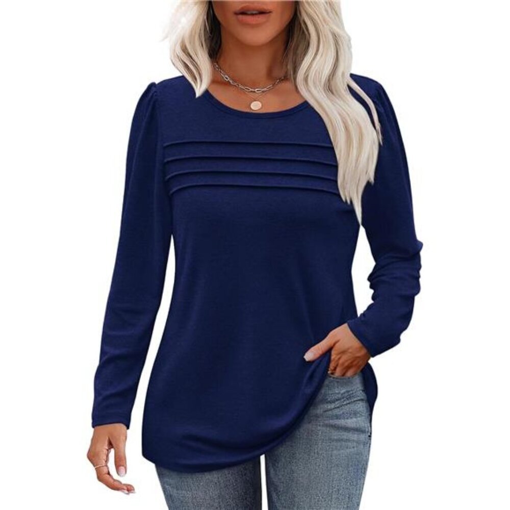 Fall Fashion 2024 Dressy Casual Blouses Trendy Pleated Tunic Tops for Leggings